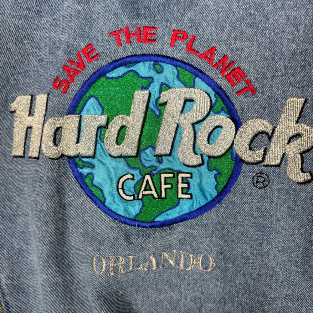 Vintage 1990s Hard Rock Cafe Orlando "Save The Planet" Denim Trucker Jacket - Picture 6 of 16